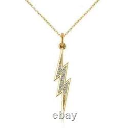 0.10 CT Diamond Lightning Bolt Fashion Pendant Necklace 14k Yellow Gold Plated