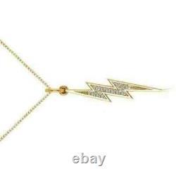 0.10 CT Diamond Lightning Bolt Fashion Pendant Necklace 14k Yellow Gold Plated