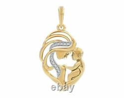 0.15Ct Simulated Diamond Mother Child Heart Love Pendant 14K Yellow Gold Plated