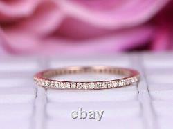 0.30 Ct Round Moissanite Full Eternity Classic Wedding Band 14K Rose Gold Plated