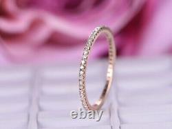 0.30 Ct Round Moissanite Full Eternity Classic Wedding Band 14K Rose Gold Plated