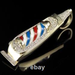 0.40 Ctw Moissanite 14K Yellow Gold Plated Barber Pole Clipper Mens Pendant 1.5