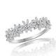 0.50 Ct Round & Baguette Natural Diamond In 14k White Gold Plated Silver Ring