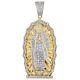 0.60 Ctw Moissanite 14k Yellow Gold Plated Miraculous Virgin Mary Pendant 1.65