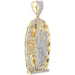 0.60 ctw Moissanite 14K Yellow Gold Plated Miraculous Virgin Mary Pendant 1.65