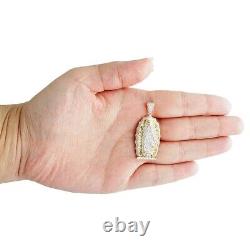 0.60 ctw Moissanite 14K Yellow Gold Plated Miraculous Virgin Mary Pendant 1.65