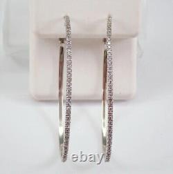 0.80Ct Round Cut Simulated Diamond Large Hoop Earrings In 14k White Gold Plated