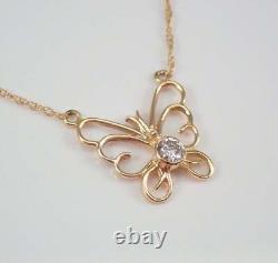 1.00 Ct Round Cut Simulated Diamond Wedding Butterfly Pendent Yellow Gold plated
