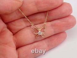 1.00 Ct Round Cut Simulated Diamond Wedding Butterfly Pendent Yellow Gold plated