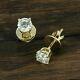 1.00ct Round Cut Real Moissanite Solitaire Stud Earring 14k Yellow Gold Plated