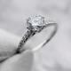 1.00ct Round Moissanite Accented Solitaire Engagement Ring 14k White Gold Plated