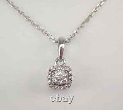 1.10Ct Round Cut Real Moissanite Solitaire Pendant 14K White Gold Plated 18'