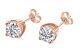 1/2 Ct Solitaire Stud Ring Round Brilliant Cut 14k Rose Gold Plated