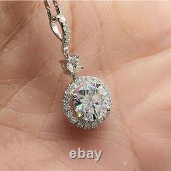 1.20CT Round Cut Simulated Diamond Women's Charm Pendent 14K White Gold Plated