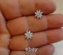 1.20Ct Marquise Cut Simulated Diamond Flower Stud Earrings 14K White Gold Plated