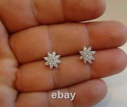 1.20Ct Marquise Cut Simulated Diamond Flower Stud Earrings 14K White Gold Plated