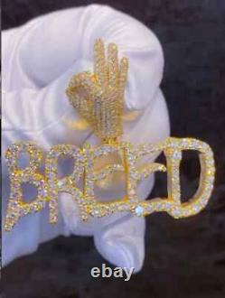 1.25Ct Pass Diamond Tester Moissanite Men's Name Pendant Gold Plated 925 Silver