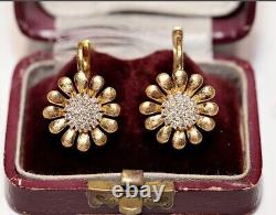 1.30 Ct Round Simulated Diamond 925 Silver Drop Earrings 14k Yellow Gold Plated