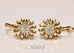 1.30 Ct Round Simulated Diamond 925 Silver Drop Earrings 14k Yellow Gold Plated