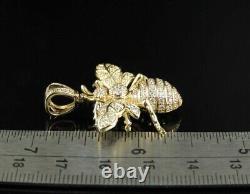 1.30Ct Round Cut Real Moissanite Bee Logo Pendant 14K Yellow Gold Plated Silver