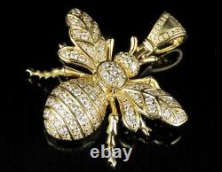1.30Ct Round Cut Real Moissanite Bee Logo Pendant 14K Yellow Gold Plated Silver