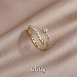 1.30Ct Round Cut Simulated Diamond Nail Wedding Band Ring 14k Yellow Gold Plated