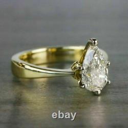 1.50 Ct Pear Cut Diamond 14k Yellow Gold Plated Solitaire Engagement Ring