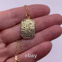 1.50 Ct Round Cut Moissanite Cluster Dog Tag Pendant 14K Yellow Gold Plated