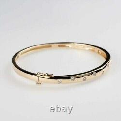 1.50 Ct Round Cut Moissanite Wedding Bangle Bracelet 8 IN 14K Yellow Gold Plated