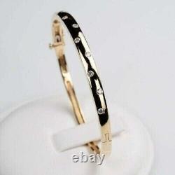 1.50 Ct Round Cut Moissanite Wedding Bangle Bracelet 8 IN 14K Yellow Gold Plated