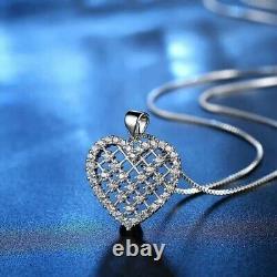 1.50 Ct Round Simulated Diamond Women's Heart Pendant In 14k White Gold Plated