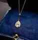 1.50ct Pear Cut Real Moissanite Halo Pendant 14k Yellow Gold Plated Free Chain