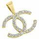 1.50ct Round Cut Moissanite Customize C Letter Pendant Yellow Gold Plated Silver