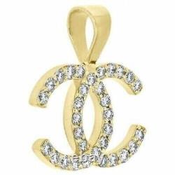 1.50Ct Round Cut Moissanite Customize C Letter Pendant Yellow Gold Plated Silver