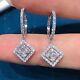 1.50ct Round Cut Simulated Diamond Halo Dangle Earring In 14k White Gold Plated