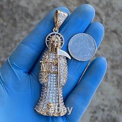 1.60Ct Round Cut Moissanite Santa Muerte Charm Pendant In 14K Rose Gold Plated