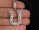 1.60ct Round Simulated Moissanite U Initial Charm Pendant 14k Rose Gold Plated