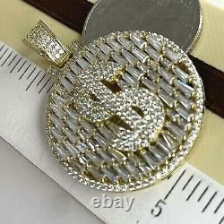 1.70Ct Round Cut Moissanite Money Sign Men's Pendant In 14K Yellow Gold Plated