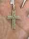 1.70ct Round Cut Real Moissanite Cross Men's Pendant Yellow Gold Plated Silver