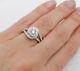 1.80ct Round Cut Simulated Diamond Cluster Engagement Ring 14k White Gold Plated