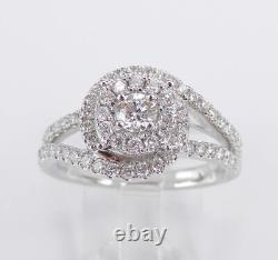 1.80Ct Round Cut Simulated Diamond Cluster Engagement Ring 14k White Gold Plated