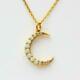 1.80ct Round Cut Simulated Fire Opal Moon Shape Pendant 14k Yellow Gold Plated