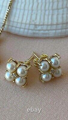 1.90Ct Round Cut White Natural Pearl Women's Earrings 14k Yellow Gold Plated