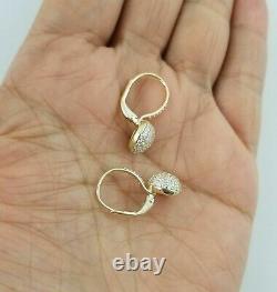 1 CT Real Moissanite Ball Drop Dangle Earrings 14K Yellow Gold Plated Silver