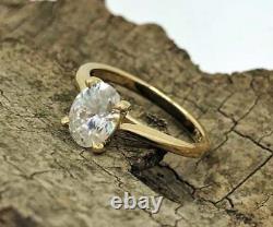 1 Ct Oval Cut White Moissanite Solitaire Engagement Ring 14K Yellow Gold Plated