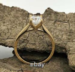 1 Ct Oval Cut White Moissanite Solitaire Engagement Ring 14K Yellow Gold Plated