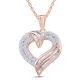 1 Ct Round & Baguette Simulated Diamond Heart Pendant 14k Rose Gold Plated