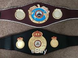 1 WBA & 1 WBO Boxing Replica Championship Belts Metal Gold Polish Plates 2 belts
