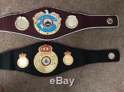 1 WBA & 1 WBO Boxing Replica Championship Belts Metal Gold Polish Plates 2 belts