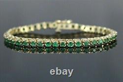 10 Ct Round Cut Simulated Green Emerald Tennis Bracelet 14K White Gold Plated